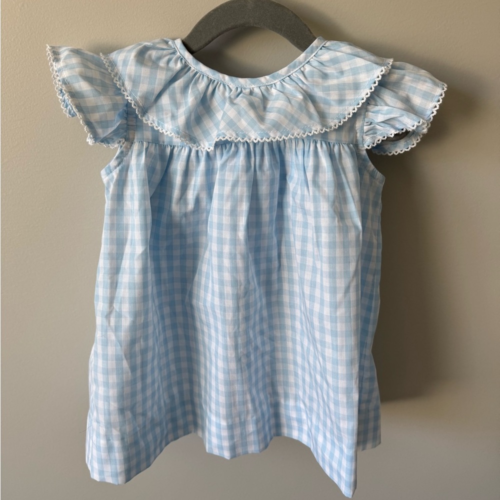 TBBC 12-18 Blue Gingham Ruffle Sleeve Dress